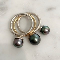 Cultured tahiti pearls with silver or 18k gold