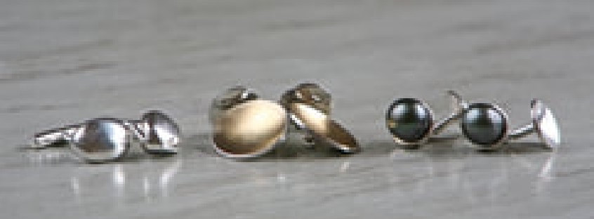 Cufflinks in silver, gold-plated and pearls